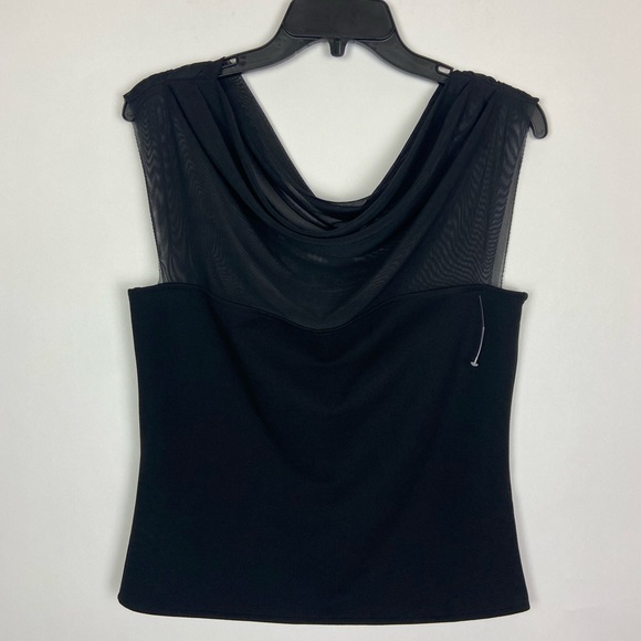 Marcella NYC Cabrini Top European Ponte & Mesh Drape Top Medium - Picture 12 of 16